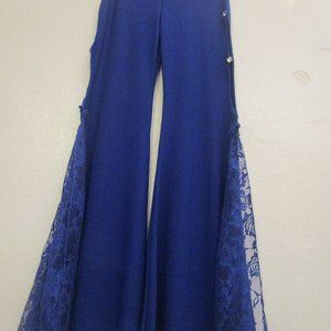 Beautiful Royal Blue Stretch Dance Pants with design side splits